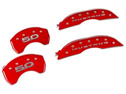 MGP Red Caliper Covers with 5.0 Logo; Front and Rear (15-22 Mustang Standard GT)