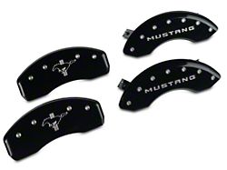 MGP Black Caliper Covers with Tri-Bar Pony Logo; Front and Rear (15-21 Mustang Standard EcoBoost, V6)
