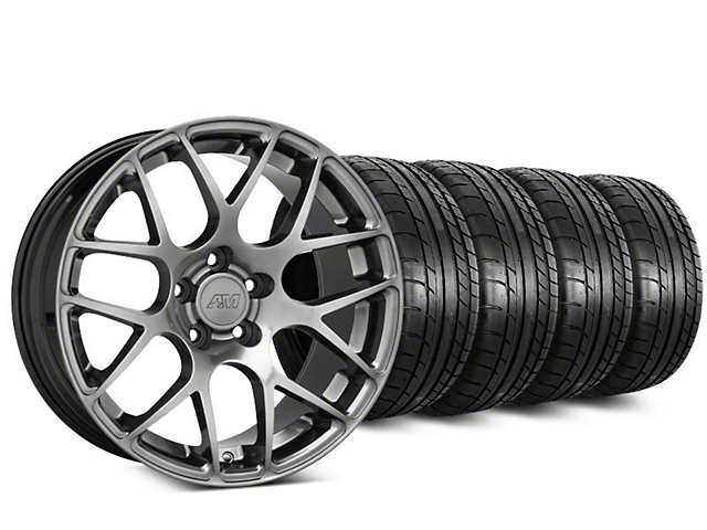 Staggered AMR Dark Stainless Wheel and Mickey Thompson Tire Kit; 20x8.5/10 (05-14 Mustang)