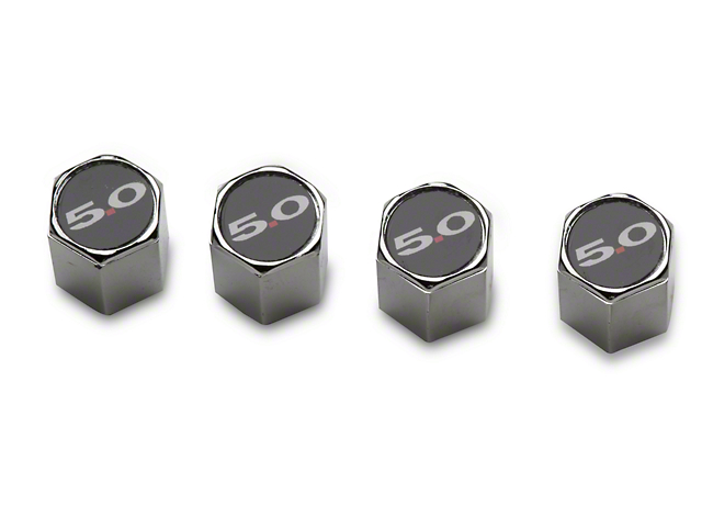 Valve Stem Caps with 5.0 Logo (Universal; Some Adaptation May Be Required)
