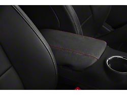 SpeedForm Premium Leather Armrest Cover; Red Stitching (15-22 Mustang)