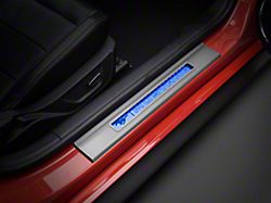 SpeedForm Illuminated Door Sill Plate Covers; Blue (15-22 Mustang)