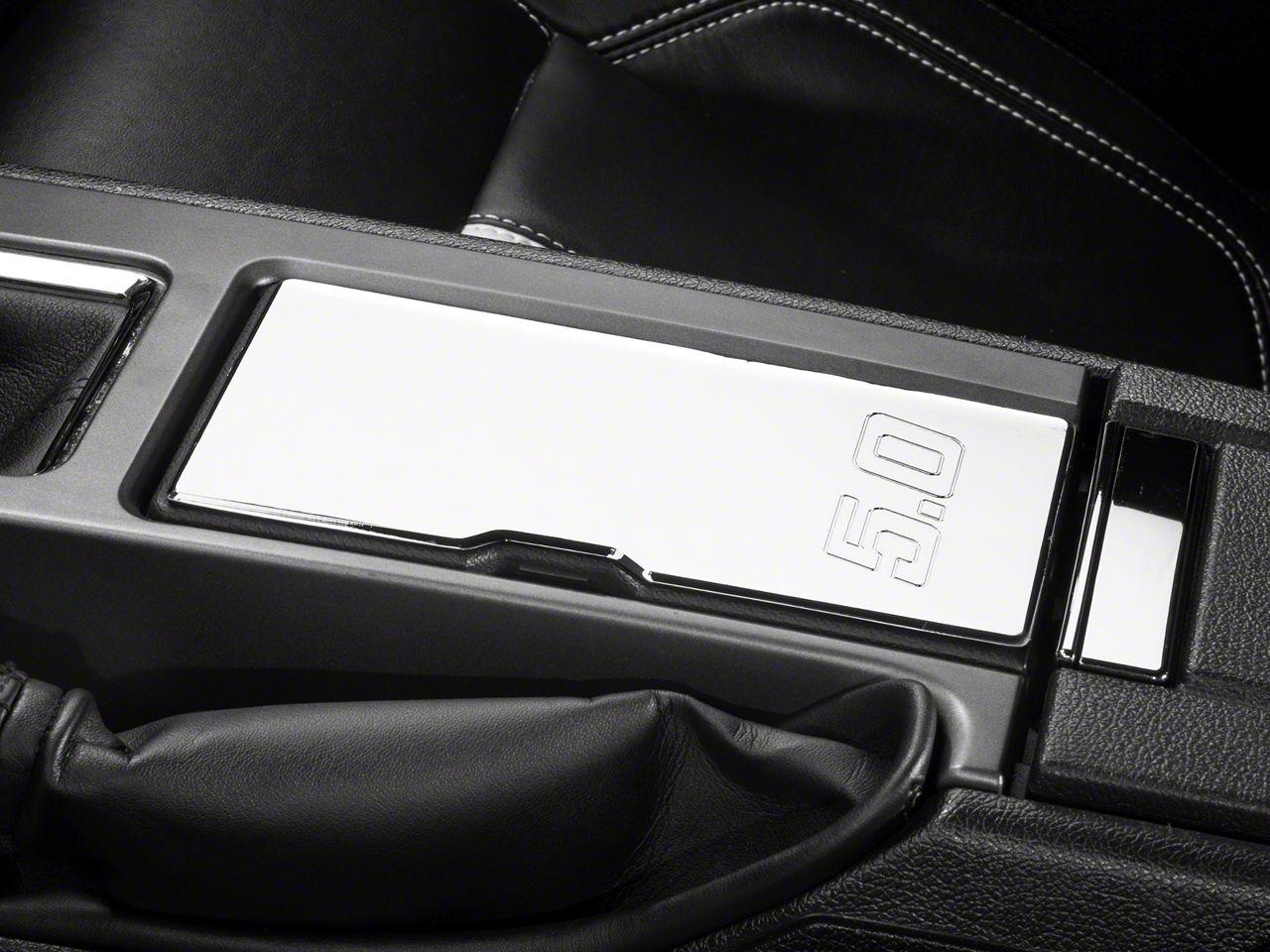 Modern Billet Mustang Chrome Cup Holder Cover 5.0 Logo 389615 (1014