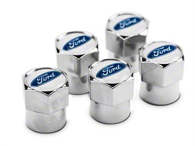 Mustang Valve Stem Caps With Ford Oval Logo Set Of 5 Universal Fitment