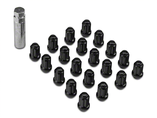 Black 6 Spline Lug Nut Kit; 14mm x 1.5; Set of 20 (15-21 All)
