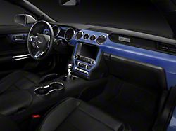 SEC10 Dash Overlay Kit; Blue Carbon Fiber (15-23 Mustang)