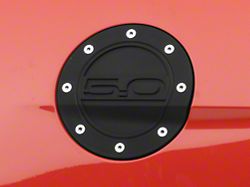 Scott Drake Competition Series Fuel Door with 5.0 Logo; Black (15-21 Mustang)