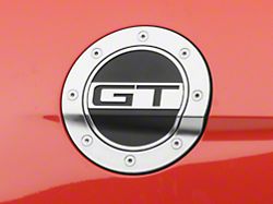 Drake Muscle Cars Competition Series Fuel Door with GT Logo; Silver and Black (15-22 Mustang)