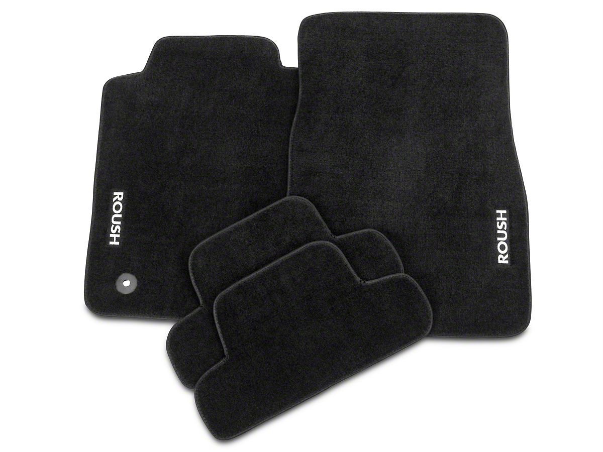 Roush Mustang Embroidered Front Rear Floor Mats Black 421904