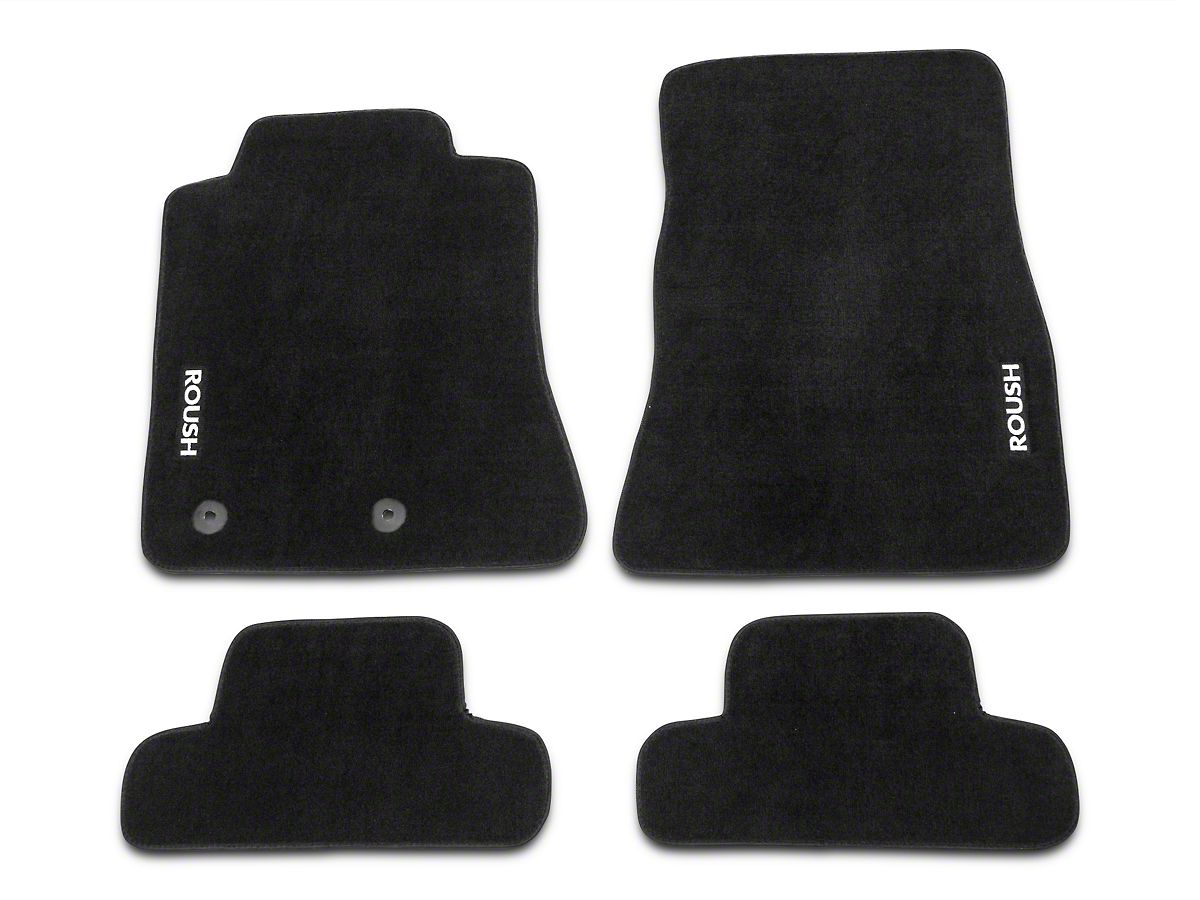 Roush Mustang Embroidered Front Rear Floor Mats Black 421904