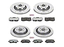 PowerStop Z26 Street Warrior Brake Rotor and Pad Kit; Front and Rear (15-23 Mustang Standard GT, EcoBoost w/ Performance Pack)