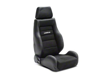 Corbeau GTS II Reclining Seats with Double Locking Seat Brackets; Black Leather/Suede (05-15 Tacoma)