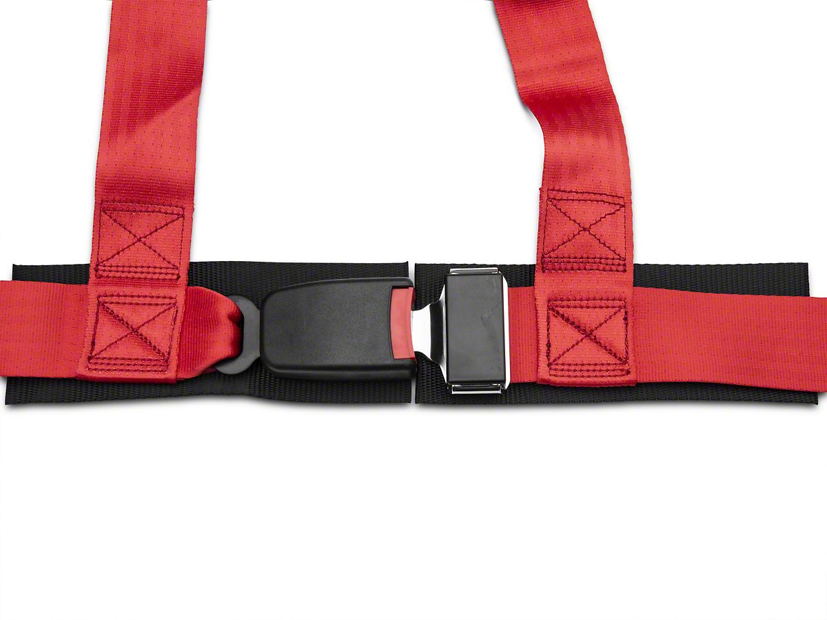 PAIR UNIVERSAL 4-PT 2/" STRAP DRIFT RACING SAFETY SEAT BELT BUCKLE HARNESS RED