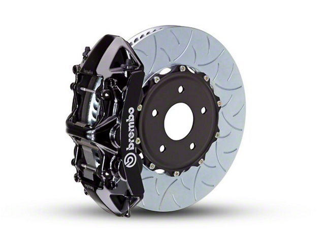 Brembo GT Series 6-Piston Front Big Brake Kit with Type 3 Slotted Rotors; Black Calipers (15-23 Mustang EcoBoost, V6)