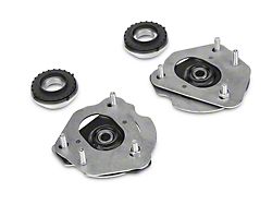 J&M Caster Camber Plates for Viking Coil-Over Struts; Black (15-22 Mustang)