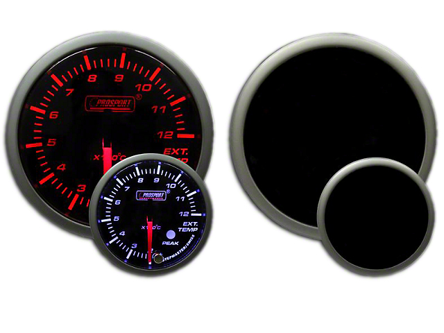 Prosport 52mm Metric Premium Series Exhaust Gas Temperature Gauge; Electrical; Amber/White (Universal; Some Adaptation May Be Required)