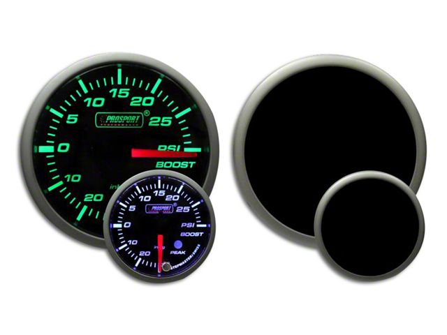 Prosport 52mm Premium Series White Pointer Boost Gauge; Electrical; Green/White (Universal; Some Adaptation May Be Required)