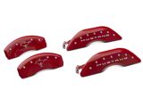 MGP Brake Caliper Covers with Tri-Bar Pony Logo; Red; Front and Rear (15-23 Mustang EcoBoost w/ Performance Pack)