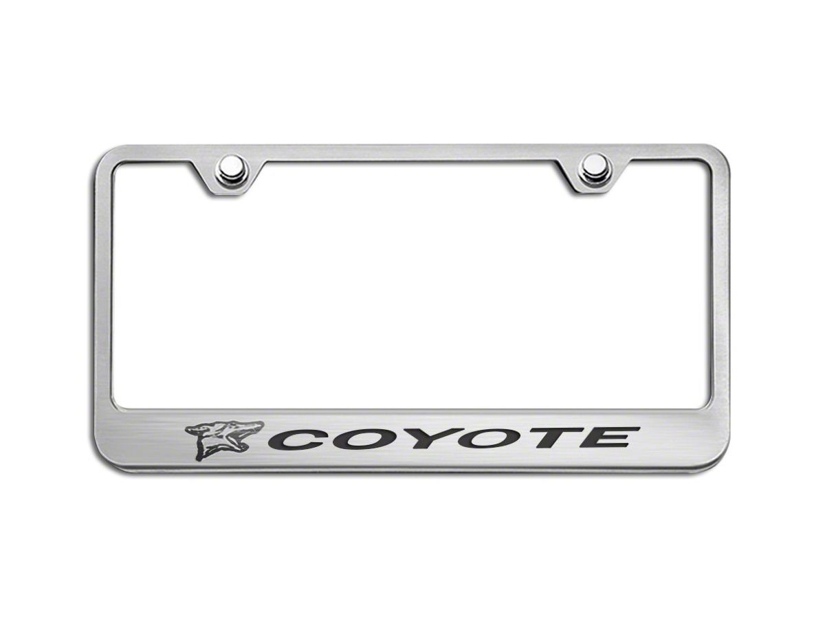 Mustang License Plate Frame With Coyote Logo Solid Black Inlay
