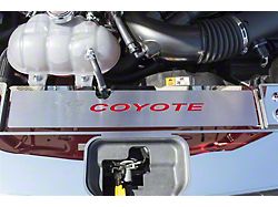 Polished Coyote Radiator Cover Vanity Plate; Brushed Black Inlay (15-17 Mustang GT, EcoBoost, V6)