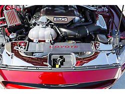 Polished Coyote Radiator Cover Vanity Plate; Solid Bright Red Inlay (15-17 GT, EcoBoost, V6)