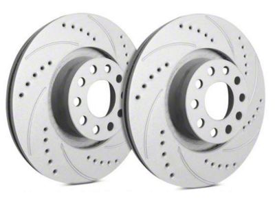 SP Performance Cross-Drilled and Slotted Rotors with Gray ZRC Coating; Front Pair (07-18 Jeep Wrangler JK)