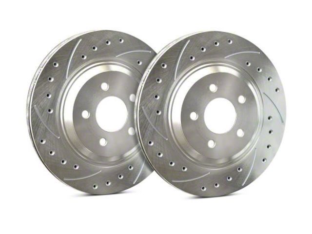 SP Performance Cross-Drilled and Slotted 5-Lug Rotors with Silver ZRC Coated; Front Pair (05-15 Tacoma)