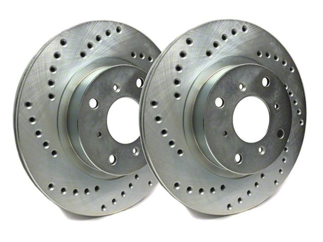 SP Performance Cross-Drilled Rotors with Silver ZRC Coated; Front Pair (07-18 Jeep Wrangler JK)