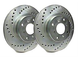 SP Performance Cross-Drilled Rotors with Silver ZRC Coated; Front Pair (90-98 Jeep Wrangler YJ & TJ; 1999 Jeep Wrangler TJ w/ 3-1/4-Inch Composite Rotors)