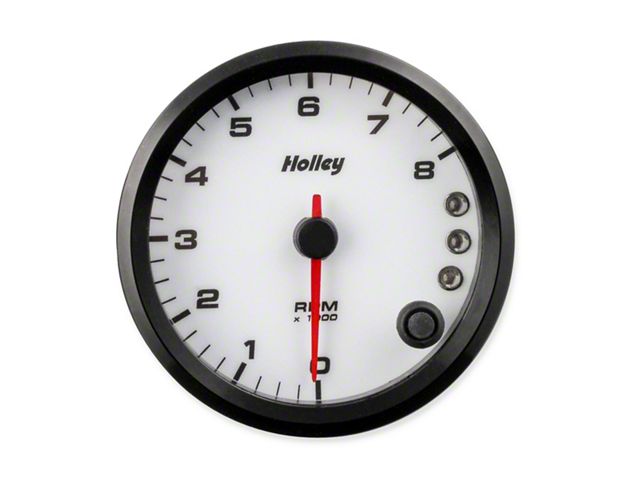 Holley 3-3/8-Inch Analog-Style Tachometer; 0-8K; White (Universal; Some Adaptation May Be Required)