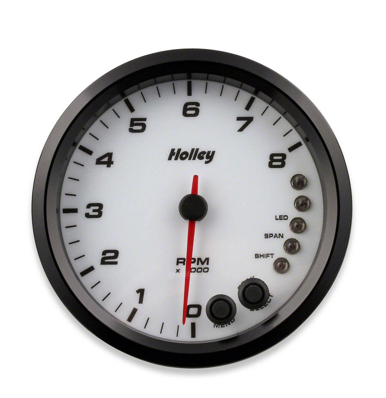 Holley 4.50-Inch Analog-Style Tachometer; 0-8K; White (Universal; Some Adaptation May Be Required)