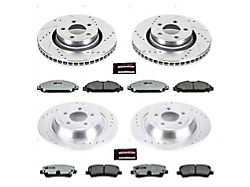 PowerStop Z26 Street Warrior Brake Rotor and Pad Kit; Front and Rear (15-21 Mustang Standard EcoBoost, V6)