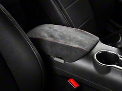 Black Alcantara Center Console Lid Cover with Red Stitching (15-23 Mustang)