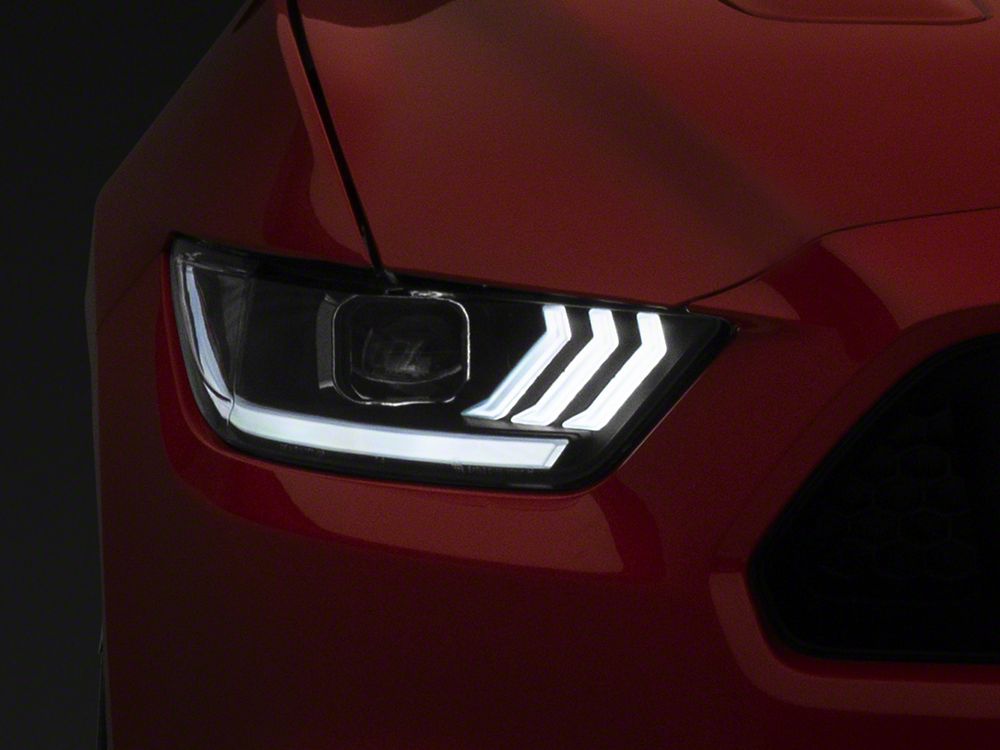 Raxiom LED Projector Headlights Black Housing Clear Lens 15 17 Mustang 18 22 Mustang GT350 GT500