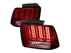Sequential LED Tail Lights; Chrome Housing; Red Lens (99-04 Mustang, Excluding 99-01 Cobra)