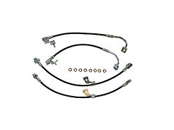 J&M Stainless Steel Teflon Brake Hose Kit; Black Outer Cover; Front and Rear (15-21 Mustang GT, EcoBoost w/ Performance Pack)