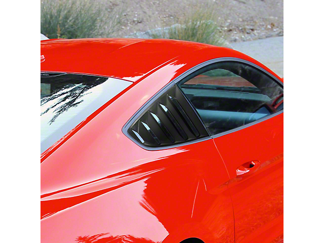 Quarter Window Louvers; Black (15-22 Mustang Fastback)