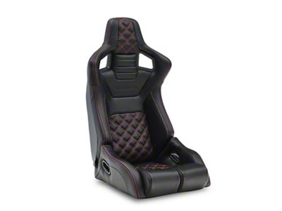 Corbeau Sportline RRB Reclining Seats; Black Vinyl/Carbon Vinyl/Red Diamond Stitch; Pair (Universal; Some Adaptation May Be Required)