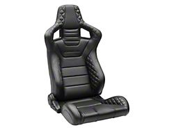 Corbeau Sportline RRS Reclining Seats; Black Vinyl Diamond/Black Stitching; Pair (Universal; Some Adaptation May Be Required)