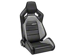 Corbeau Sportline RRX Reclining Seats; Black Vinyl/Gray HD Vinyl; Pair (Universal; Some Adaptation May Be Required)