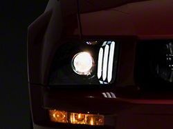 LED DRL Projector Headlights; Gloss Black Housing; Clear Lens (05-09 Mustang w/ Factory Halogen Headlights, Excluding GT500)
