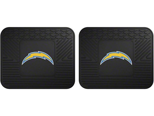 Molded Rear Floor Mats with Los Angeles Chargers Logo (Universal; Some Adaptation May Be Required)