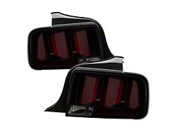 Red Light Bar LED Tail Lights; Black Housing; Smoked Lens (05-09 Mustang)