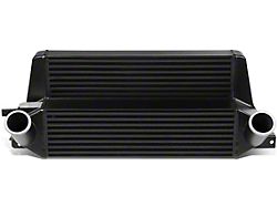 Stepped Bar and Plate Core Front Mount Intercooler; Black (15-22 Mustang EcoBoost)