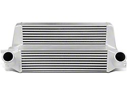 Stepped Bar and Plate Core Front Mount Intercooler; Silver (15-22 Mustang EcoBoost)