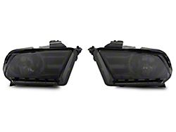 Axial OEM Style Replacement Headlights; Chrome Housing; Smoked Lens (10-12 Mustang w/ Factory Halogen Headlights)