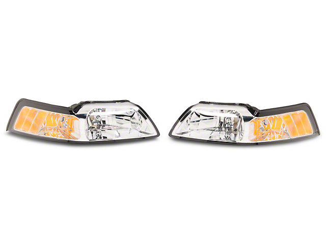 Axial OEM Style Replacement Headlights; Chrome Housing; Clear Lens (99-04 All)