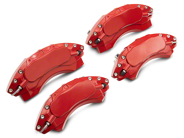 SR Performance Red Caliper Covers; Front and Rear (11-14 Mustang Standard GT, V6)