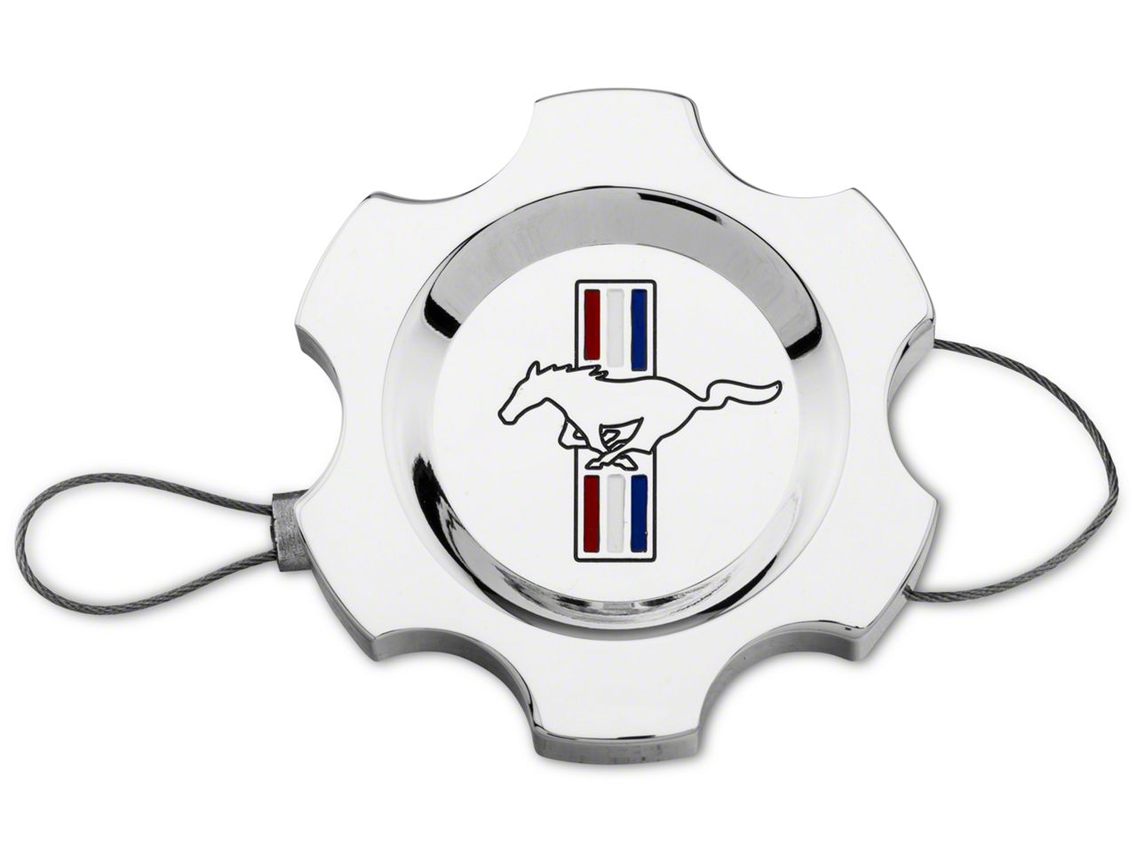 Modern Billet Mustang Chrome Power Steering Cap TriBar Logo 41404