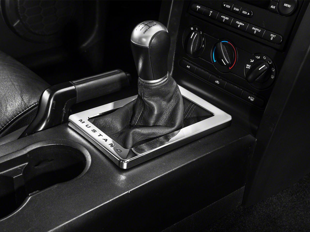 Modern Billet Mustang Chrome Shifter Bezel Mustang Lettering 41416